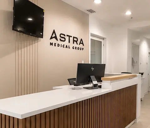 The reception at Astra Medical Group