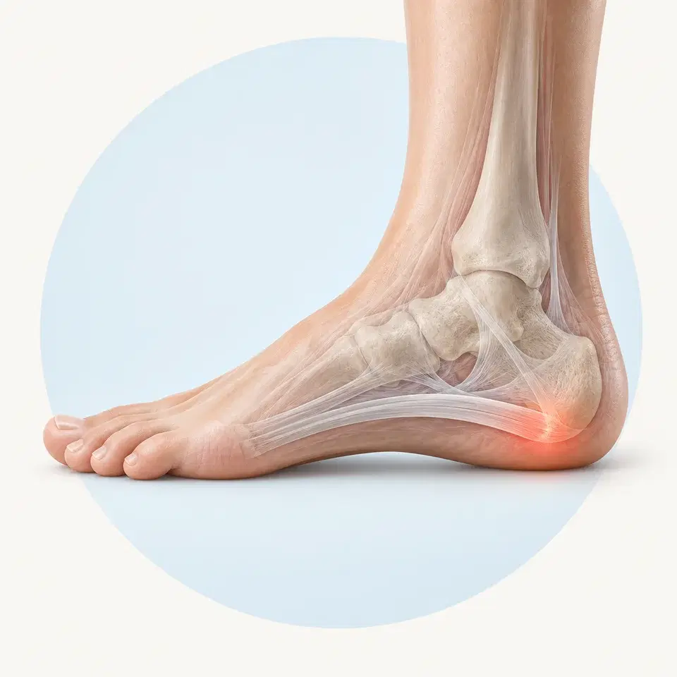 Illustration showing the heel and plantar fascia