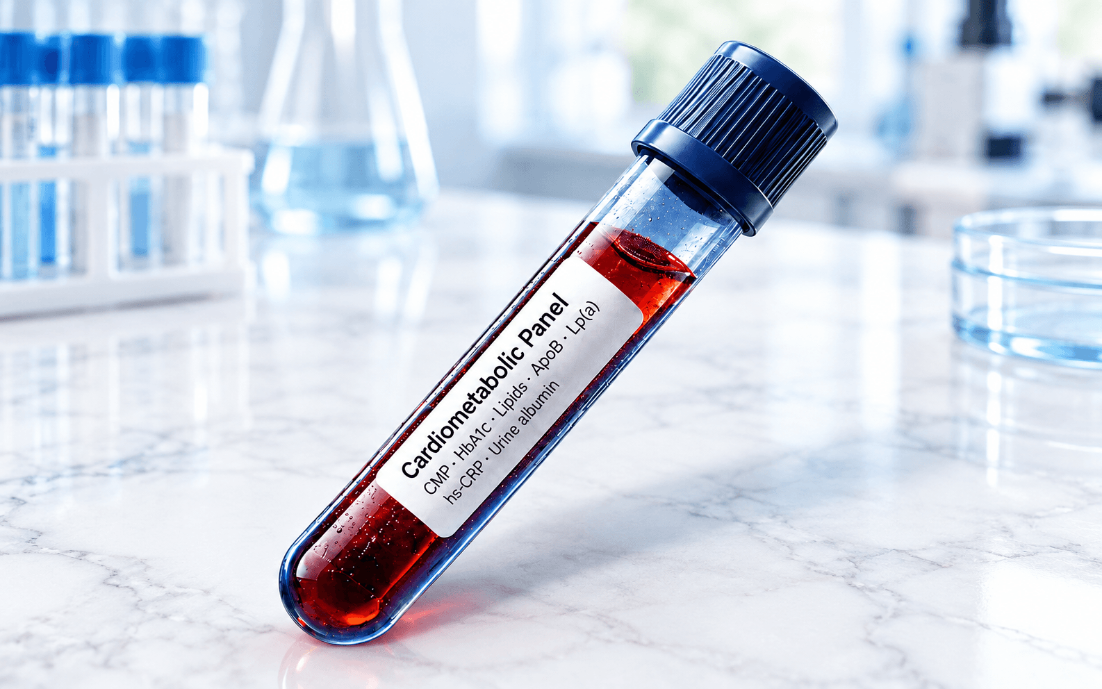 Tubo de muestra de sangre para un panel metabólico