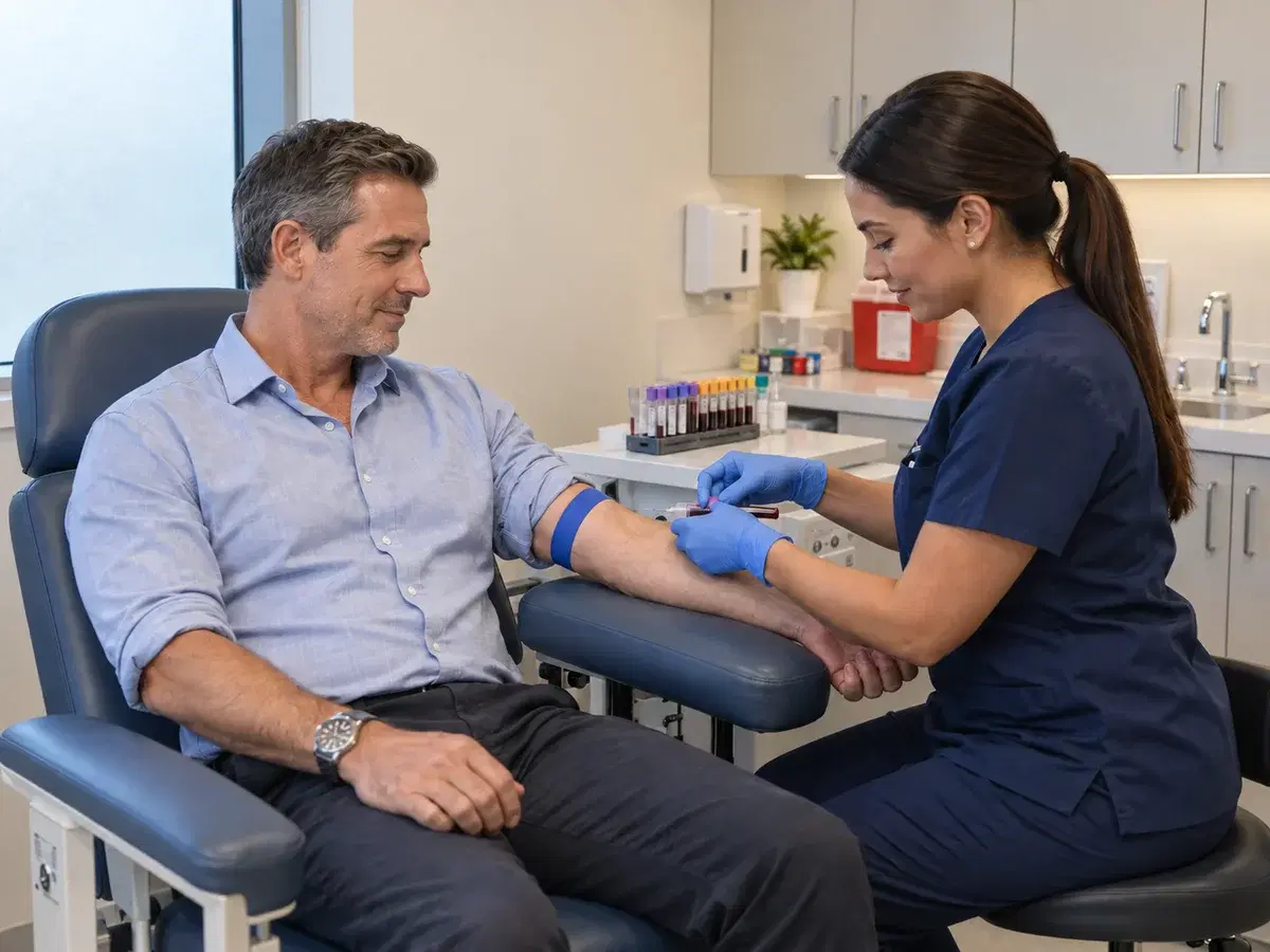 A healthcare professional collecting a blood sample